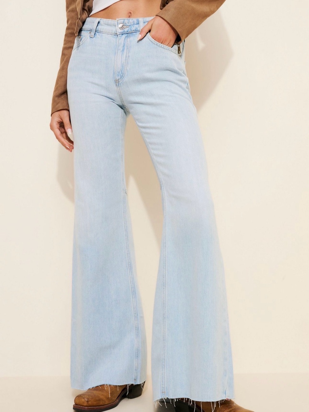 Free People Live Wire Light Wash Flared Jeans - Picture 3 of 6